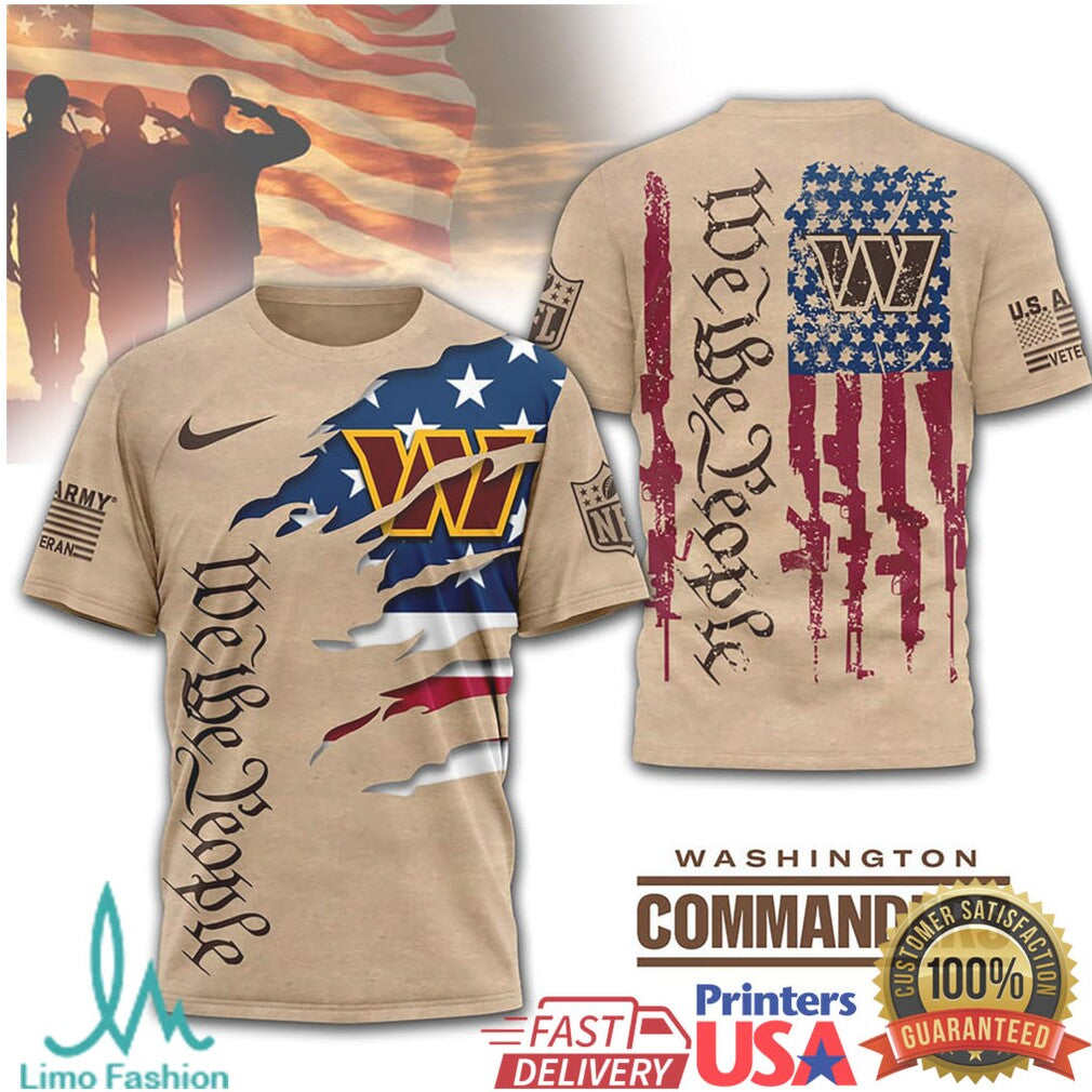 Washington Commanders We The People Patriotic Tan Graphic Tee - Limotees LLC