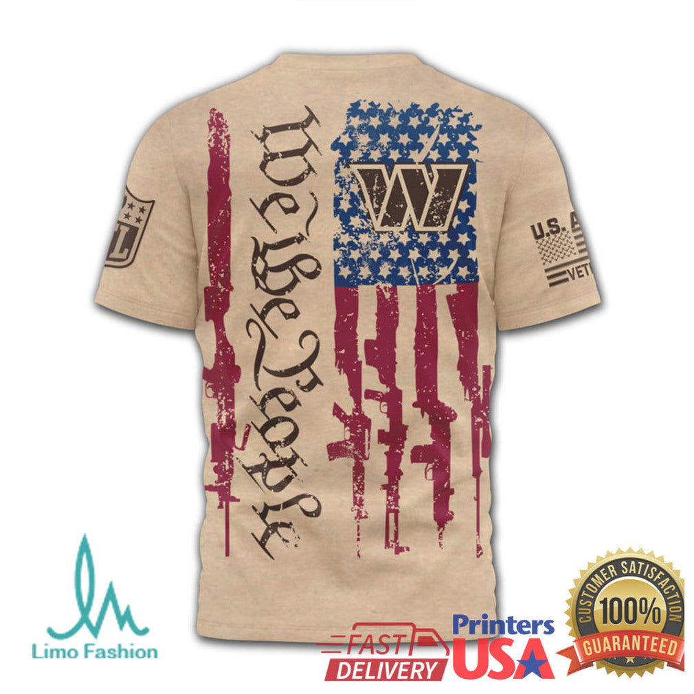 Washington Commanders We The People Patriotic Tan Graphic Tee - Limotees LLC