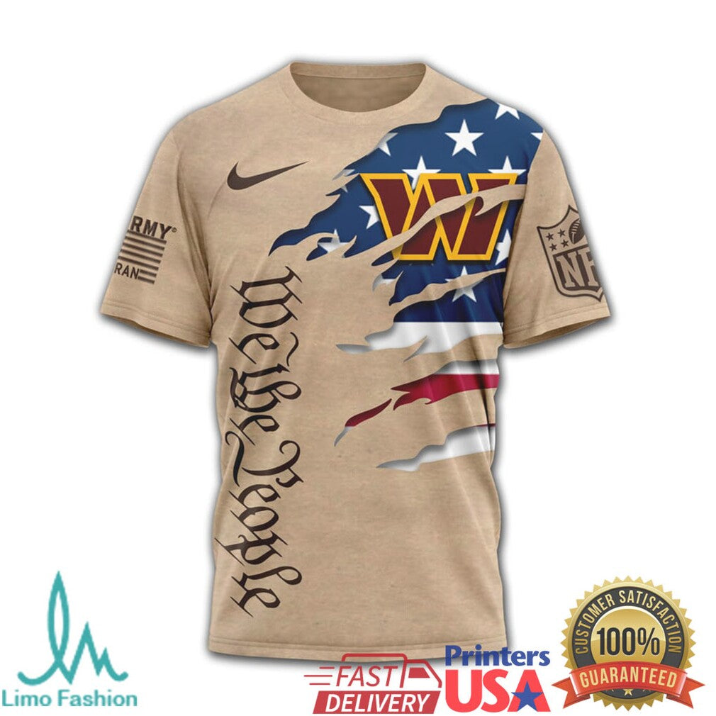 Washington Commanders We The People Patriotic Tan Graphic Tee - Limotees LLC
