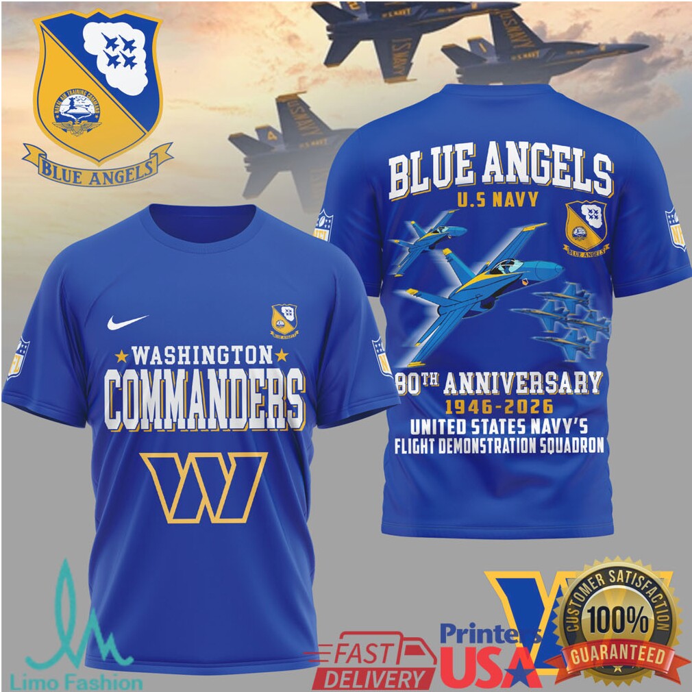 Washington Commanders x Blue Angels 80th Anniversary 3D T Shirt - Limotees LLC