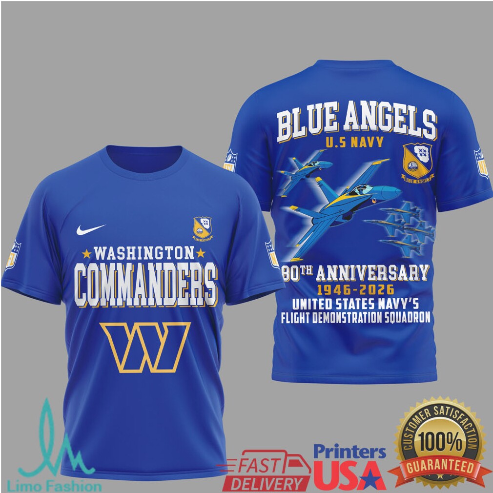 Washington Commanders x Blue Angels 80th Anniversary Navy Flight T Shirt - Limotees LLC