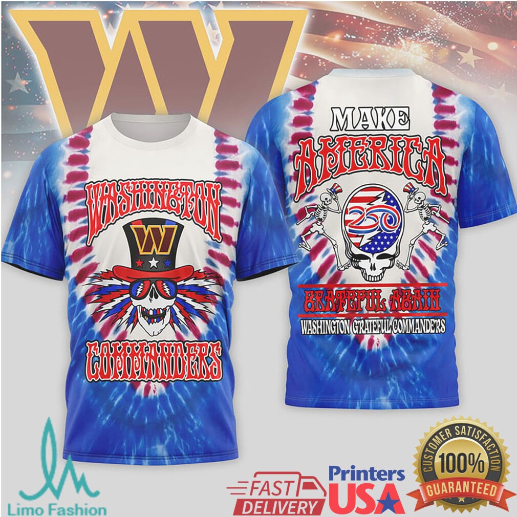 Washington Commanders x Grateful Dead Tie Dye T Shirt - Limotees LLC