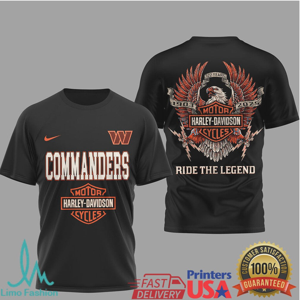 Washington Commanders x Harley Davidson Ride The Legend T Shirt - Limotees LLC