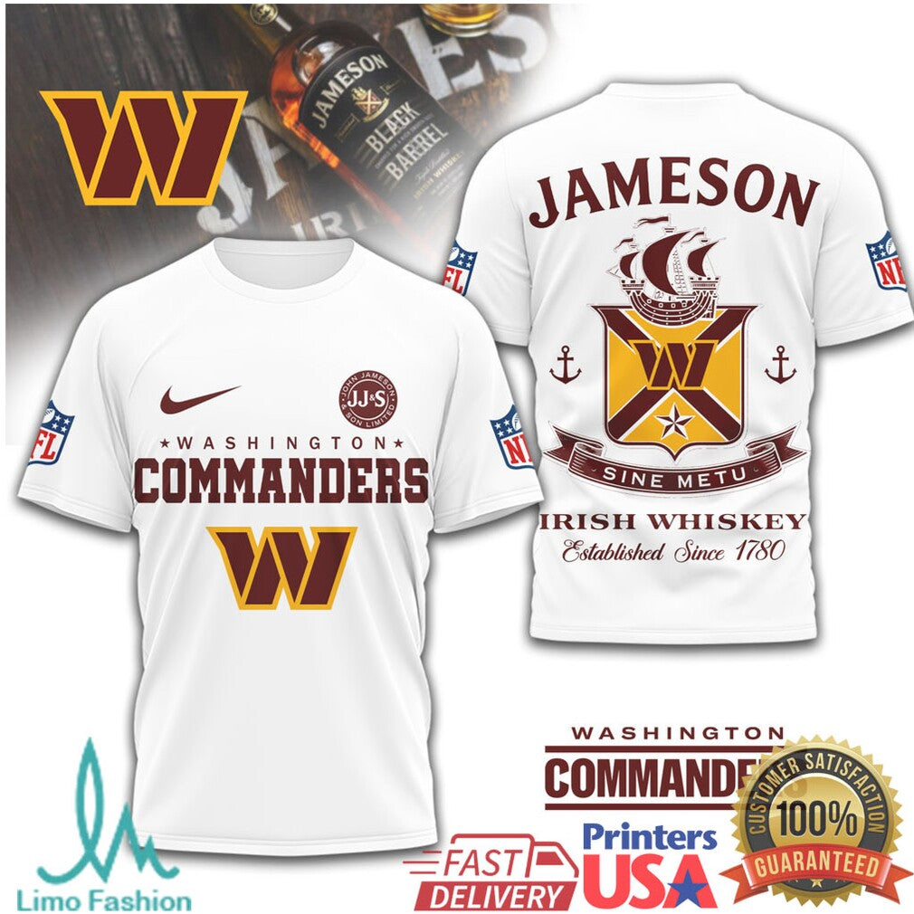 Washington Commanders x Jameson Irish Whiskey Sine Metu NFL T Shirt - Limotees LLC