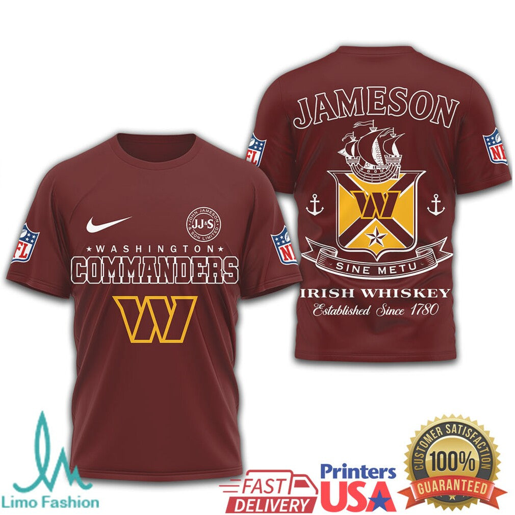 Washington Commanders x Jameson Irish Whiskey Sine Metu NFL T Shirt - Limotees LLC