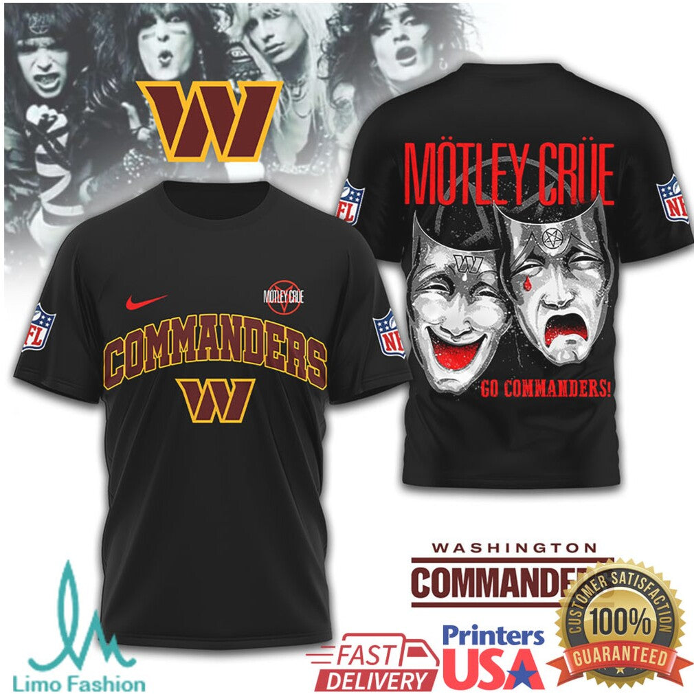 Washington Commanders x Mötley Crüe Heavy Metal NFL T Shirt - Limotees LLC
