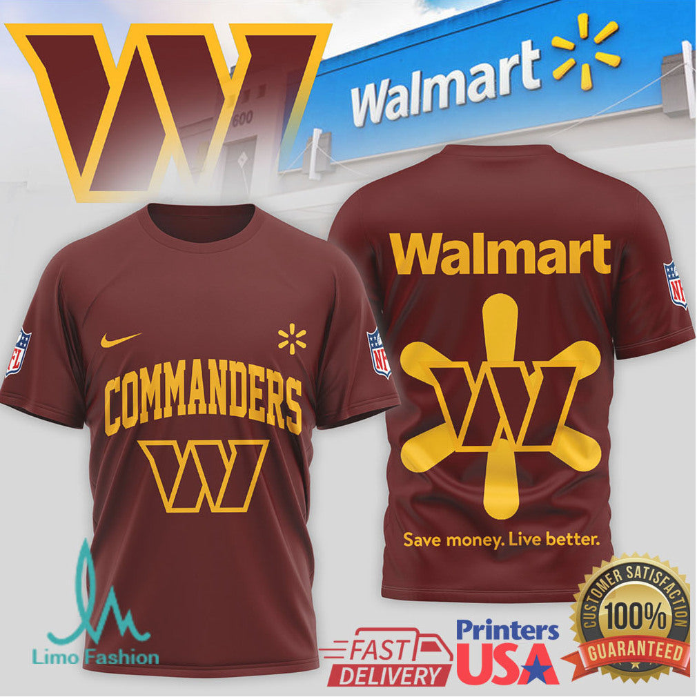 Washington Commanders x Walmart Spark Logo Mashup Fan Apparel T Shirt - Limotees LLC