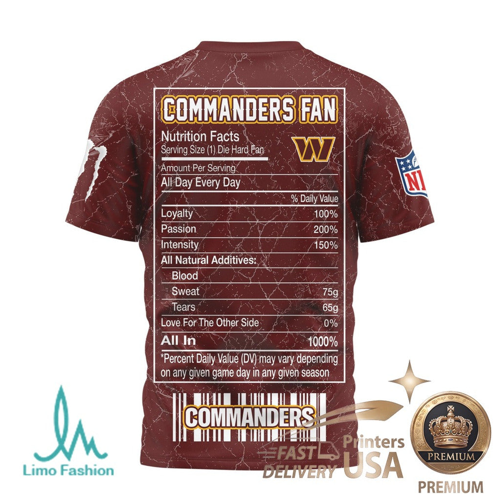 Washington Football Fans Monster Energy Nutrition Facts Maroon T Shirt - Limotees LLC