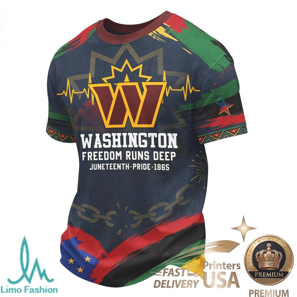 Washington Football Juneteenth Freedom Runs Deep Graphic T Shirt - Limotees LLC