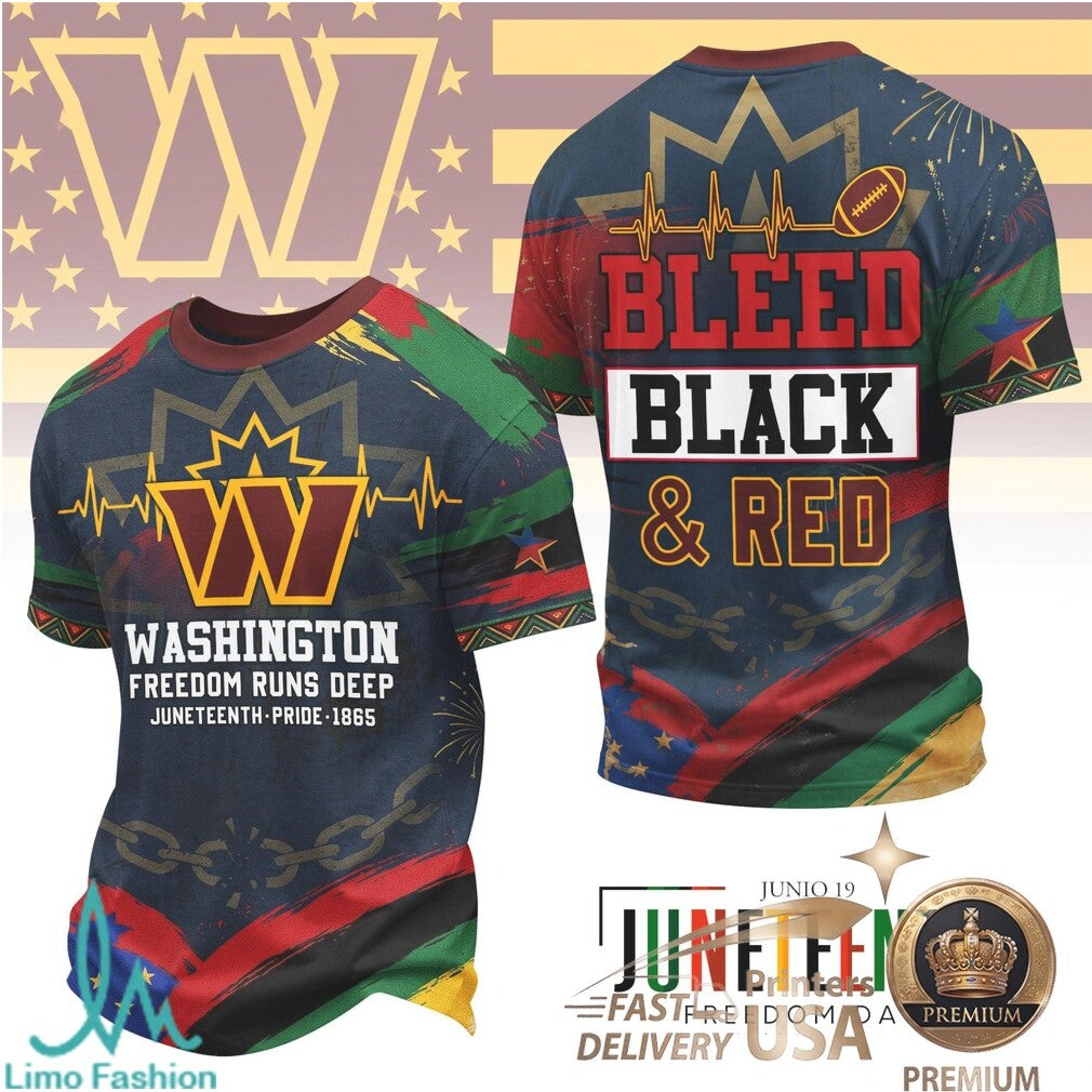 Washington Football Juneteenth Freedom Runs Deep Graphic T Shirt - Limotees LLC