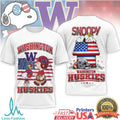 Washington Huskies Snoopy USA Flag Patriotic Sports T Shirt - Limotees LLC