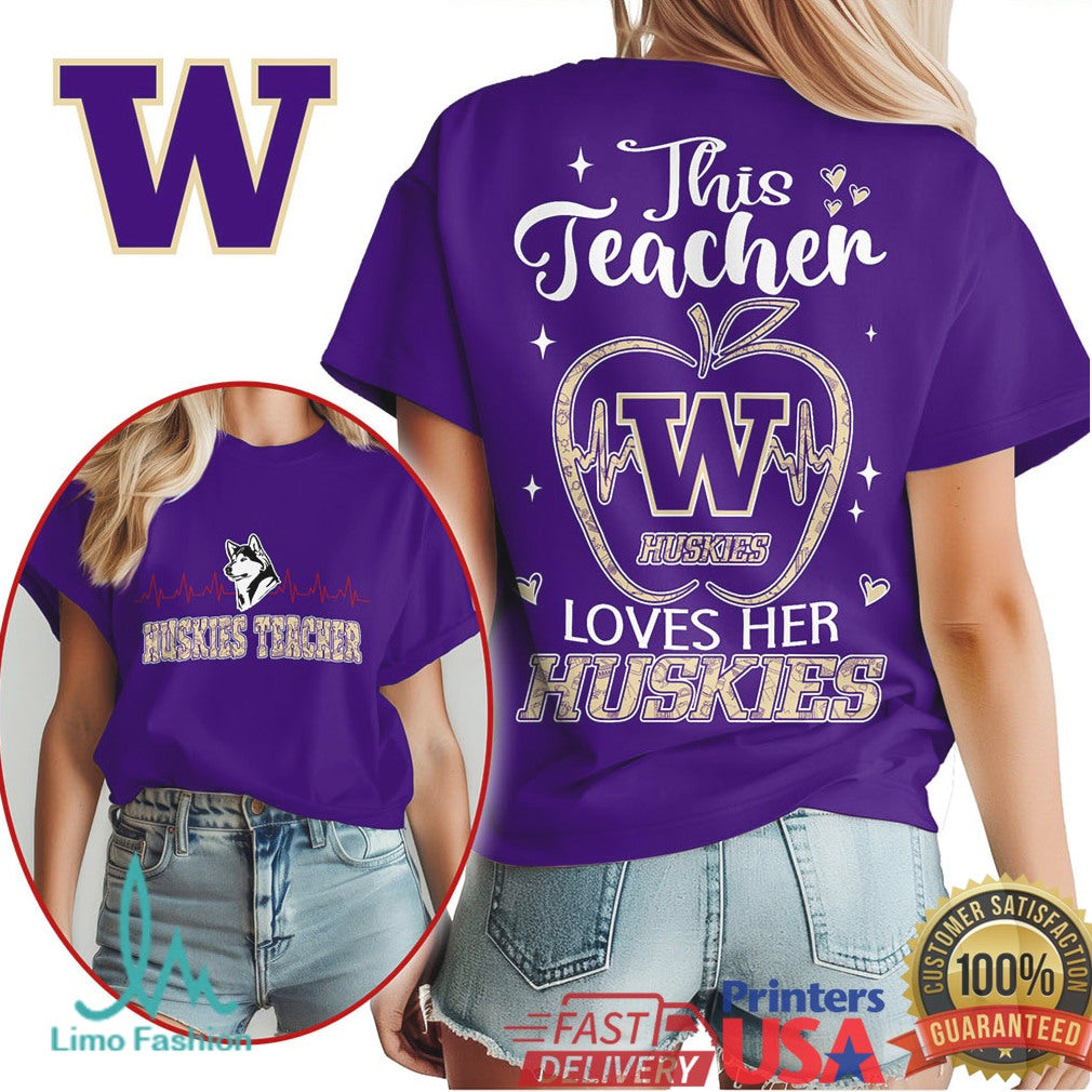 Washington Huskies This Teacher Loves Her Huskies Purple T Shirt - Limotees LLC