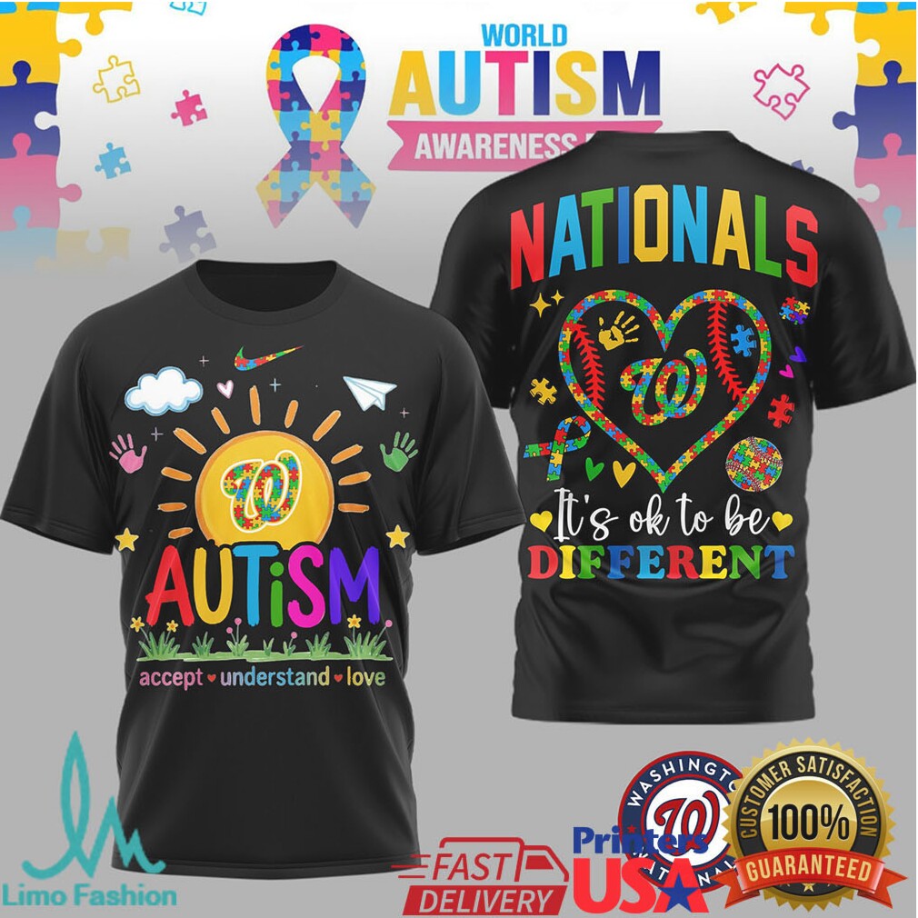 Washington Nationals World Autism Awareness Day “It's OK To Be Different” T Shirt - Limotees LLC