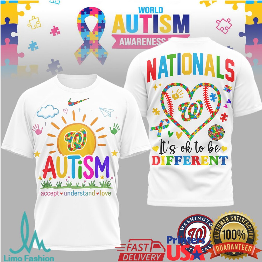 Washington Nationals World Autism Awareness Day “It's OK To Be Different” T Shirt - Limotees LLC
