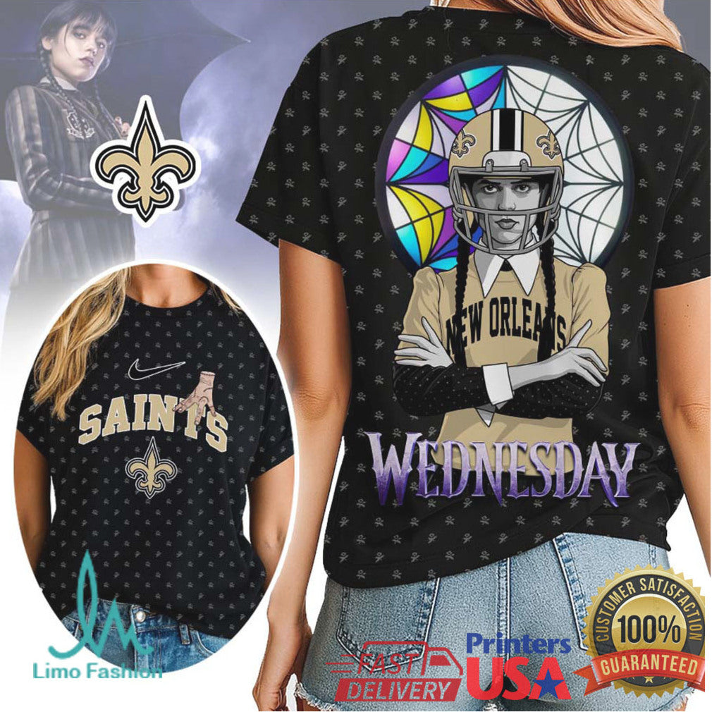 Wednesday Addams New Orleans Saints NFL Fleur de Lis Gothic Streetwear - Limotees LLC
