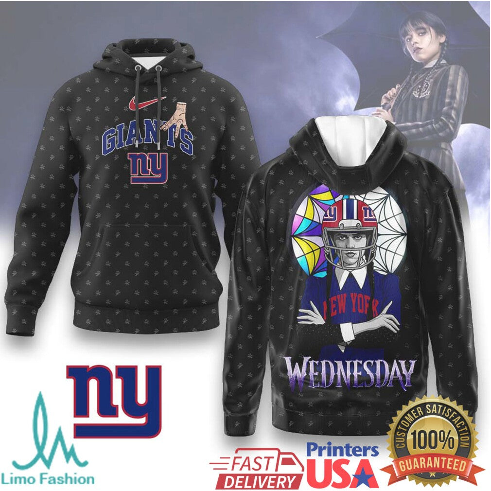 Wednesday Addams New York Giants NFL Big Blue Goth Mashup Clothing - Limotees LLC