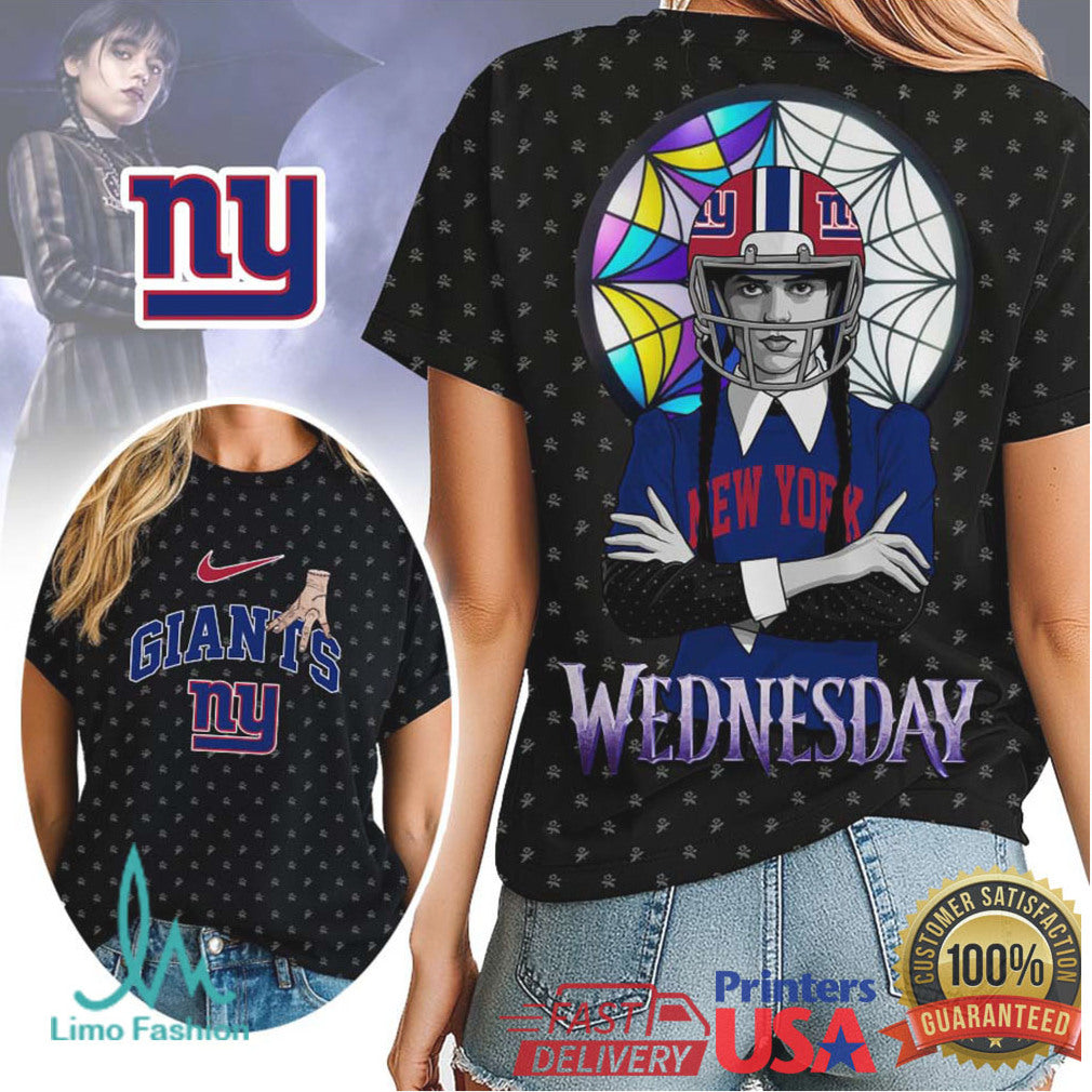 Wednesday Addams New York Giants NFL Big Blue Goth Mashup Clothing - Limotees LLC