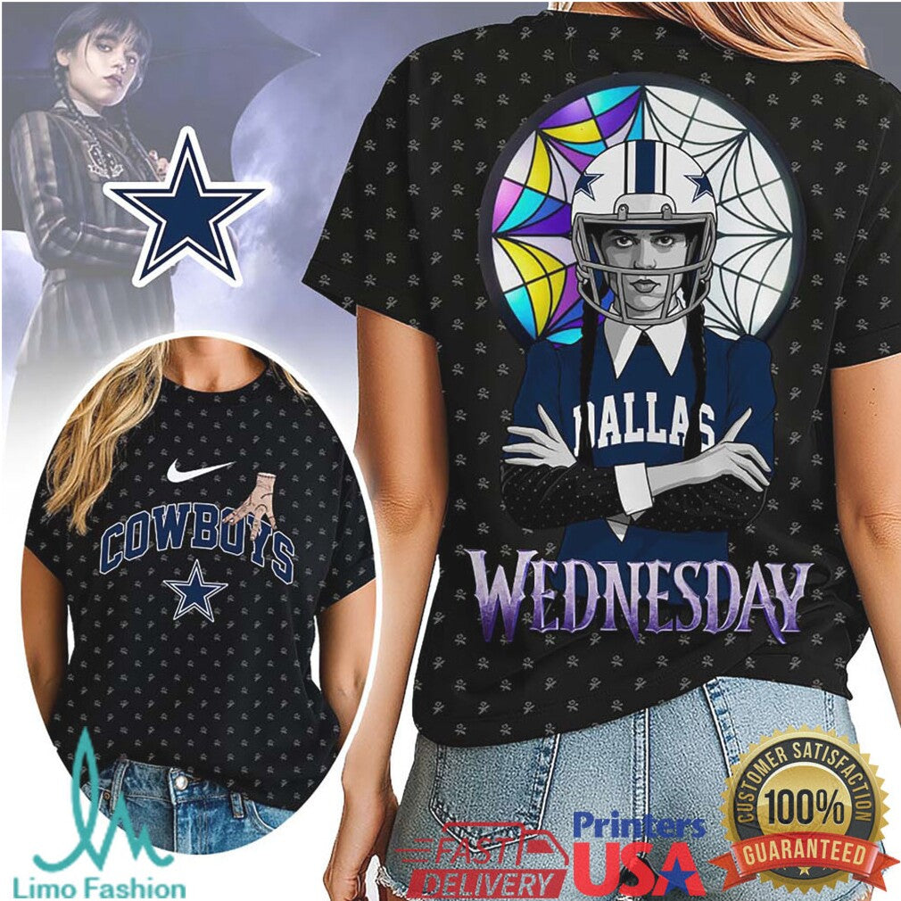 Wednesday Addams x Dallas Cowboys NFL 3D Hoodie & T Shirt - Limotees LLC