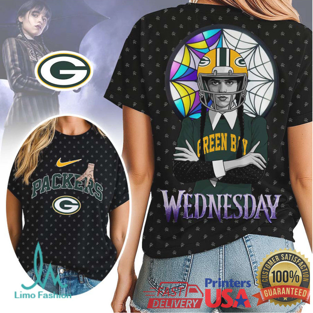 Wednesday Addams x Green Bay Packers NFL 3D Hoodie & T Shirt - Limotees LLC