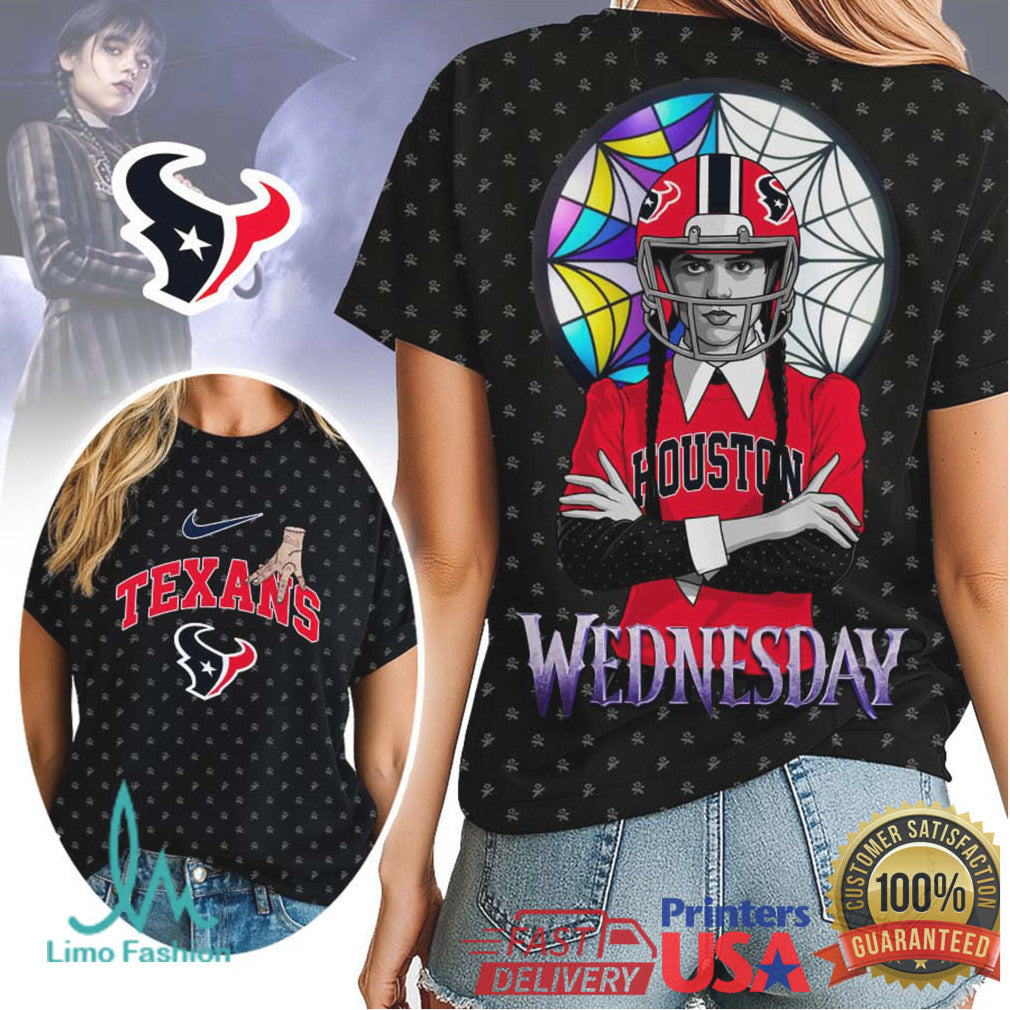 Wednesday Addams x Houston Texans NFL 3D Hoodie & T Shirt - Limotees LLC