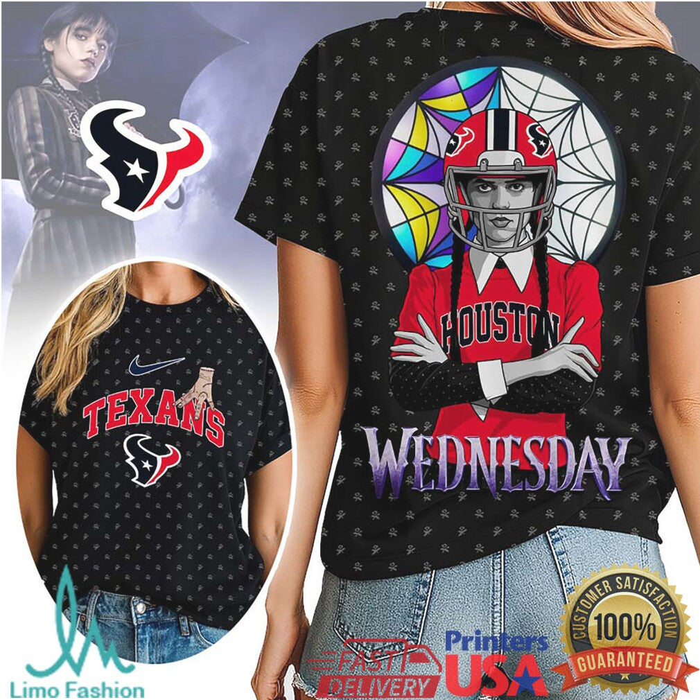 Wednesday Addams x Houston Texans NFL 3D Hoodie & T Shirt - Limotees LLC