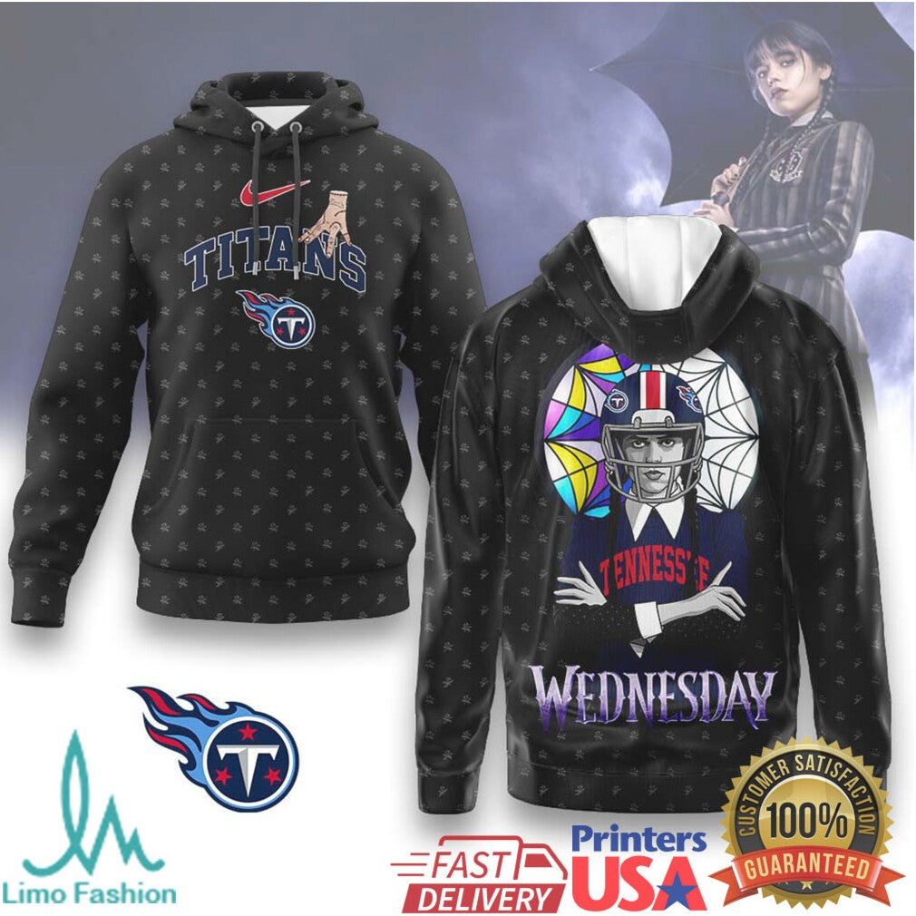 Wednesday Addams x Tennessee Titans NFL Gothic Stained Glass T Shirt & Hoodie - Limotees LLC