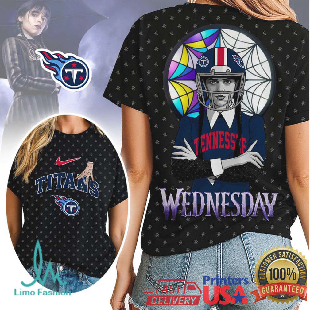 Wednesday Addams x Tennessee Titans NFL Gothic Stained Glass T Shirt & Hoodie - Limotees LLC