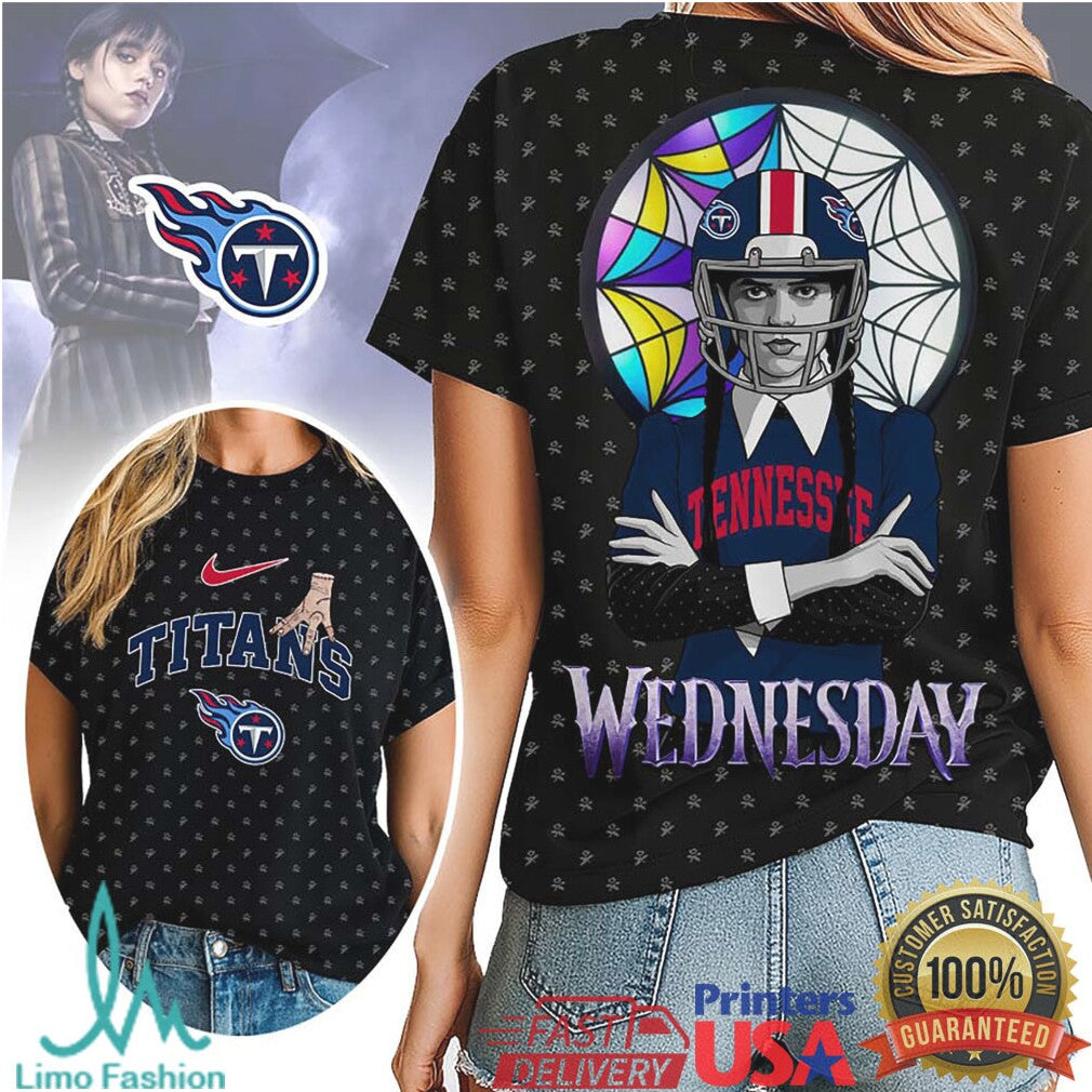 Wednesday Addams x Tennessee Titans NFL Gothic Stained Glass T Shirt & Hoodie - Limotees LLC