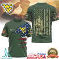 West Virginia Mountaineers Camo Military Style American Flag T Shirt