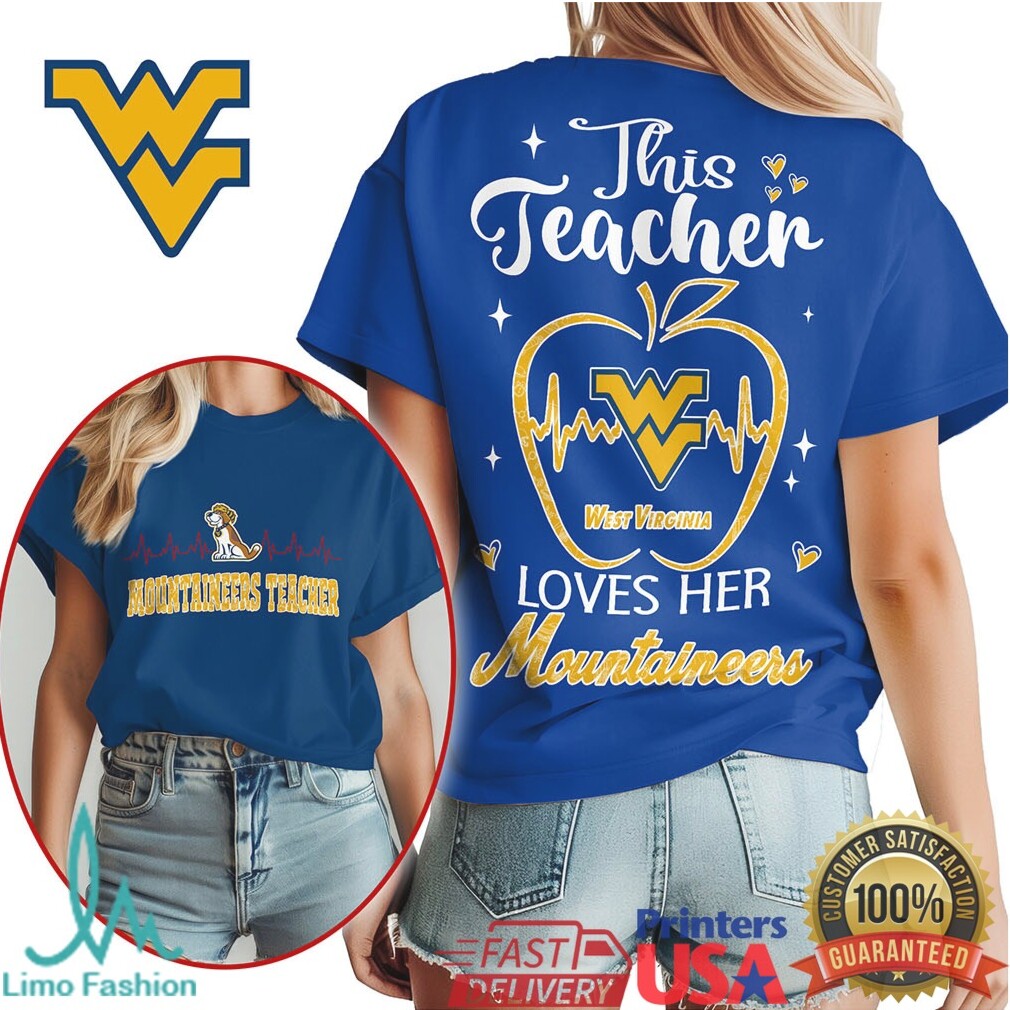 West Virginia Mountaineers This Teacher Loves Her Apple T Shirt - Limotees LLC