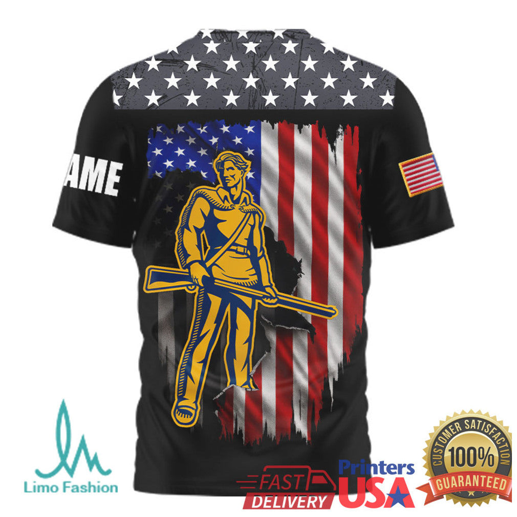 West Virginia Mountaineers We The People Patriot Custom Name American Flag T Shirt - Limotees LLC