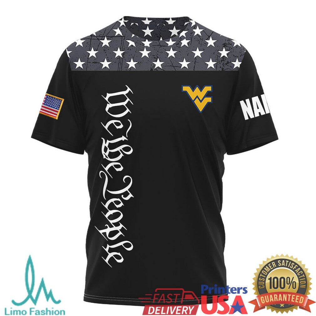 West Virginia Mountaineers We The People Patriot Custom Name American Flag T Shirt - Limotees LLC