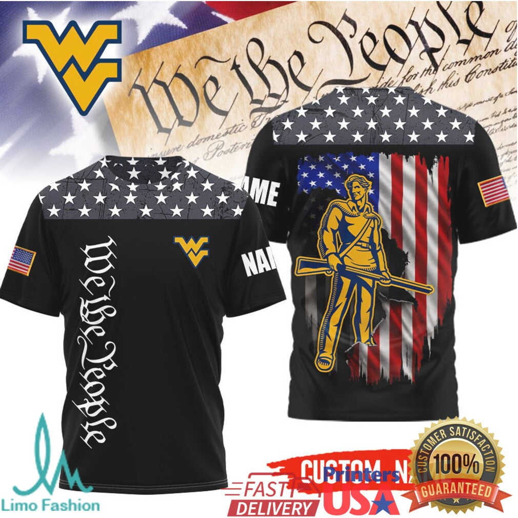 West Virginia Mountaineers We The People Patriot Custom Name American Flag T Shirt - Limotees LLC