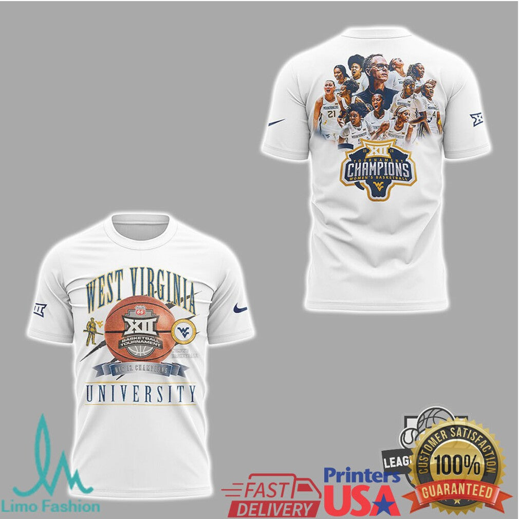West Virginia Mountaineers Women's Basketball 2026 Big 12 Tournament Champions T Shirt - Limotees LLC