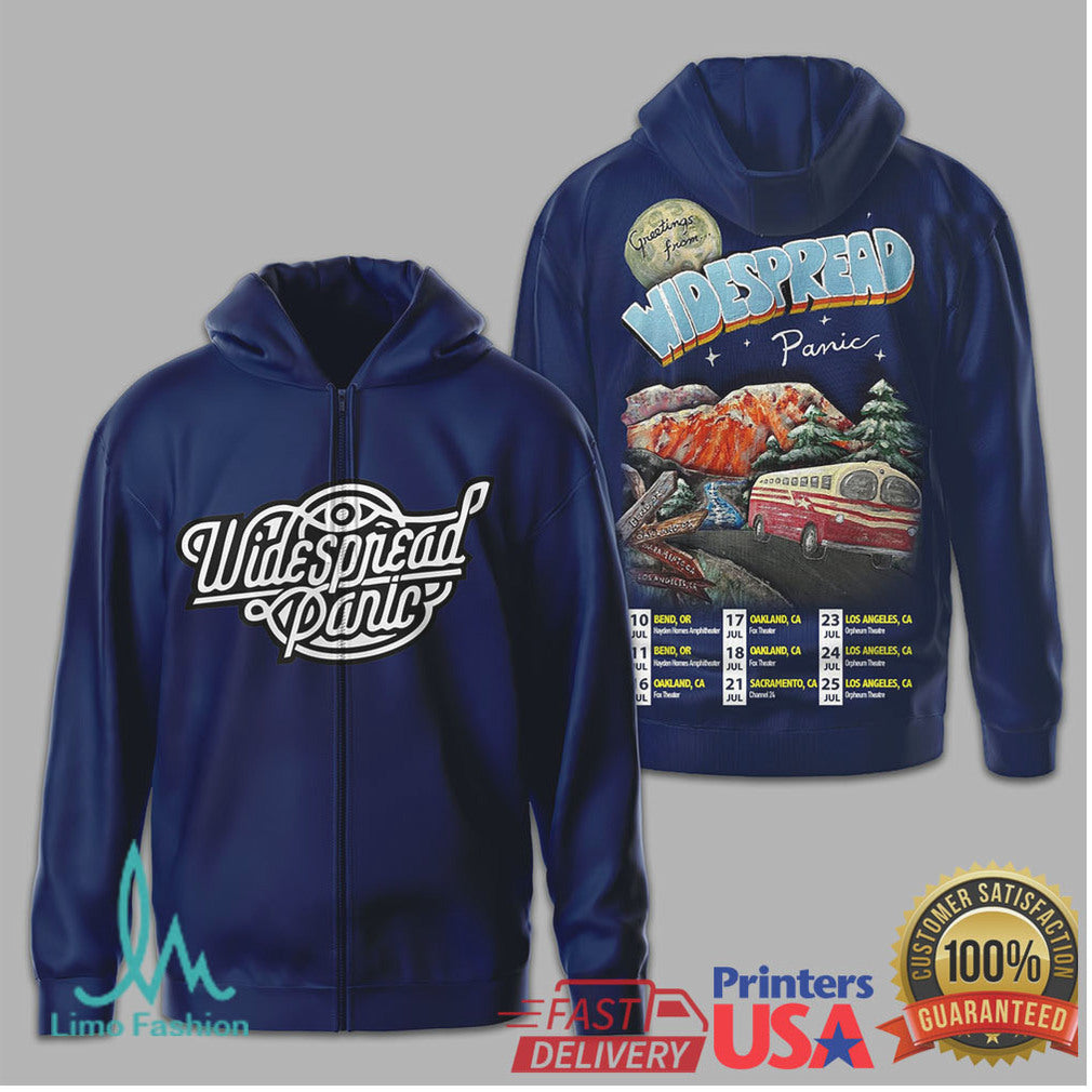 Widespread Panic Greetings From California Tour Dates Navy Apparel T Shirt - Limotees LLC