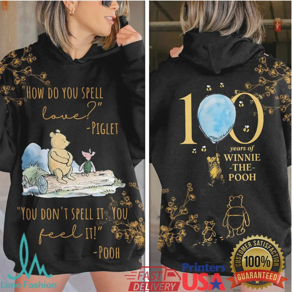 Winnie The Pooh 100 Years Anniversary How Do You Spell Love Women Fans T Shirt - Limotees LLC
