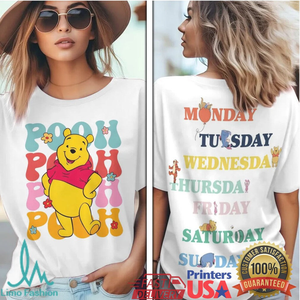 Winnie The Pooh Days Of The Week Colorful 3D T Shirt - Limotees LLC