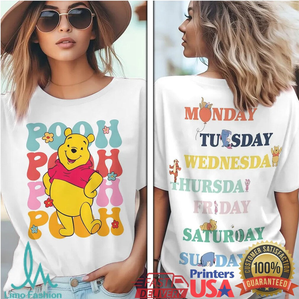Winnie The Pooh Days Of The Week Colorful 3D T Shirt - Limotees LLC