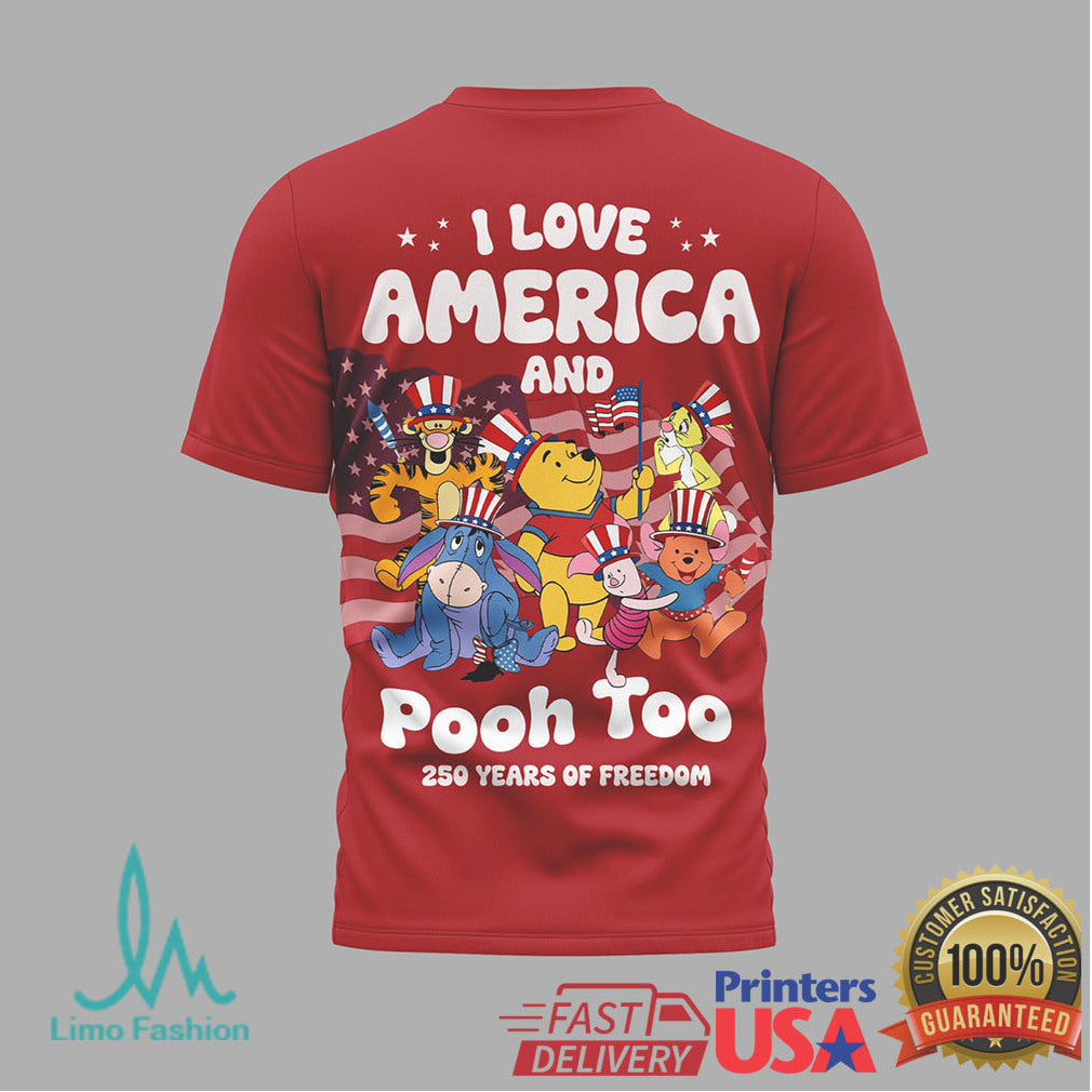 Winnie the Pooh & Friends America 250 Years of Freedom Patriotic T Shirt - Limotees LLC