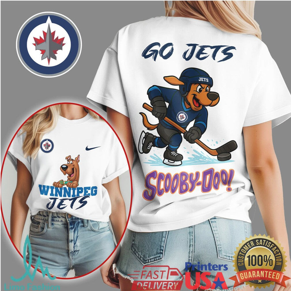 Winnipeg Jets Scooby Doo Hockey Action Graphic T Shirt - Limotees LLC