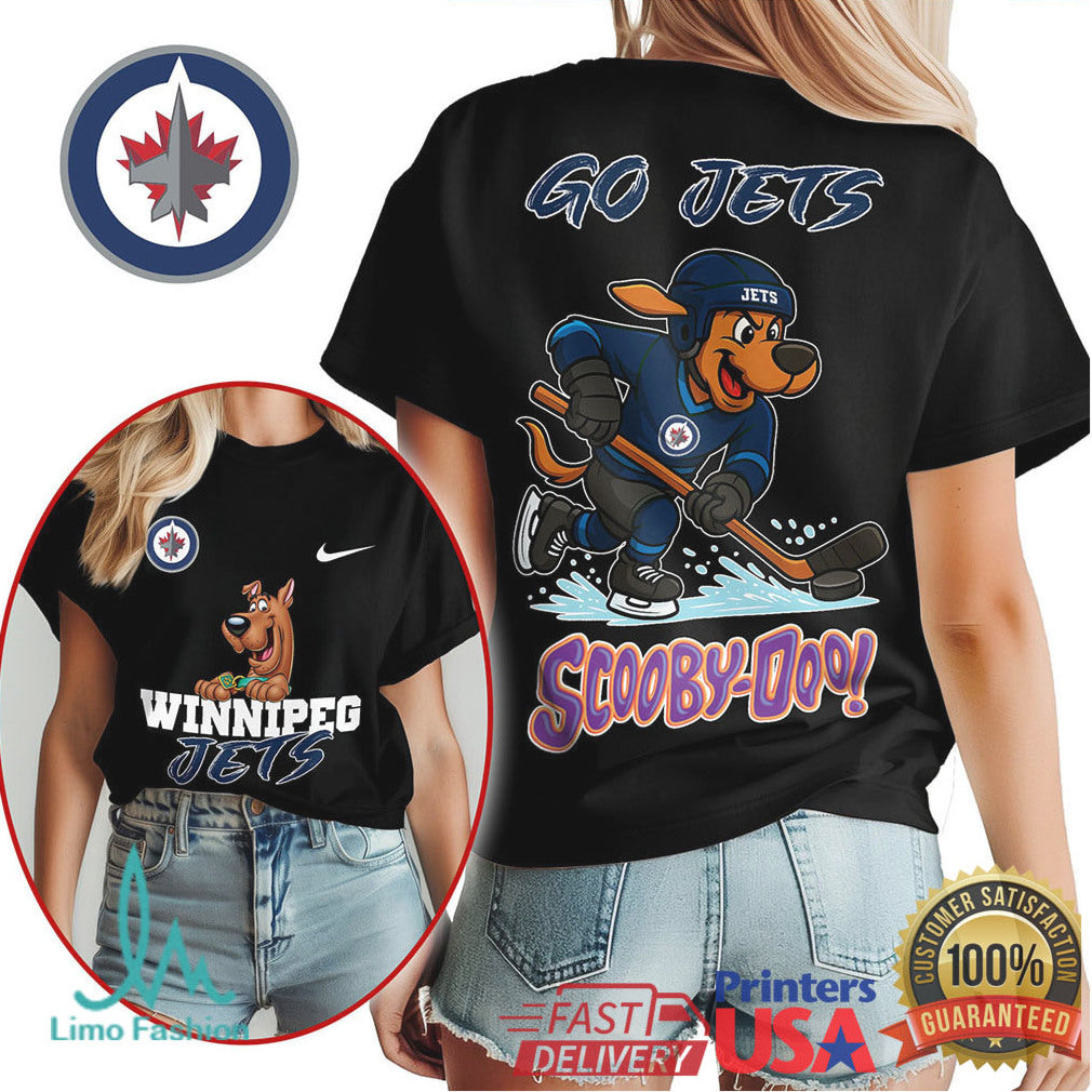 Winnipeg Jets Scooby Doo Hockey Action Graphic T Shirt - Limotees LLC