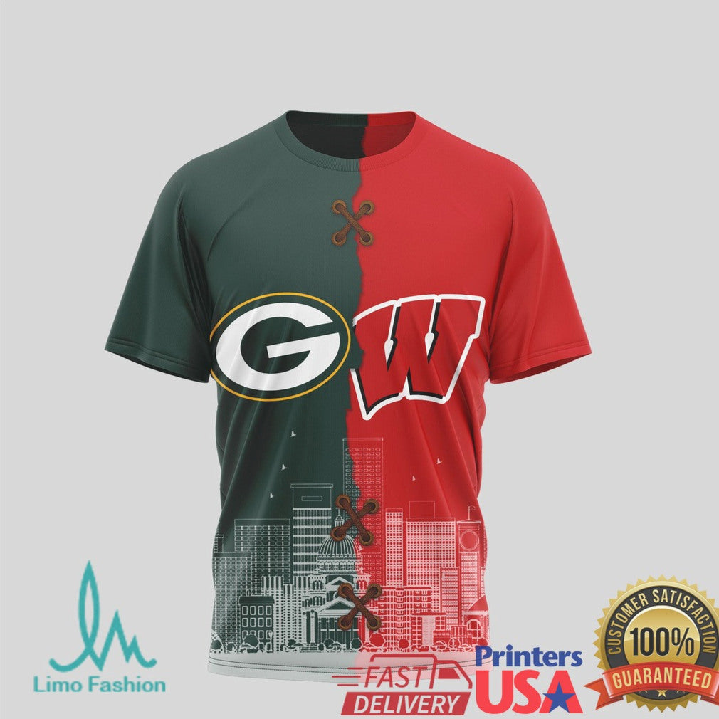 Wisconsin Badgers vs Green Bay Packers House Divided Shirt Wisconsin Football Saturday.Sunday T Shirt - Limotees LLC
