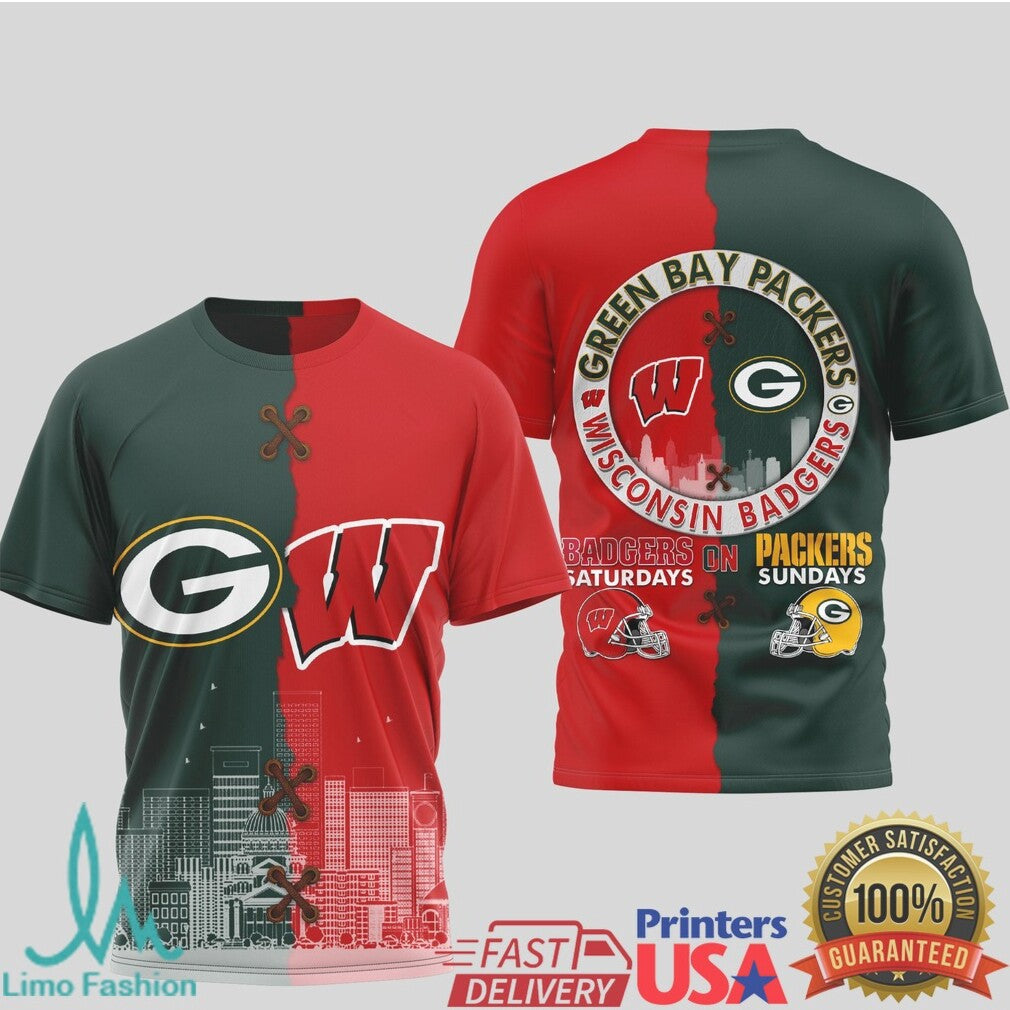 Wisconsin Badgers vs Green Bay Packers House Divided Shirt Wisconsin Football Saturday.Sunday T Shirt - Limotees LLC