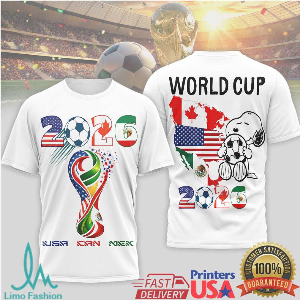 World Cup 2026 USA CAN MEX Snoopy Soccer Fan Souvenir T Shirt - Limotees LLC