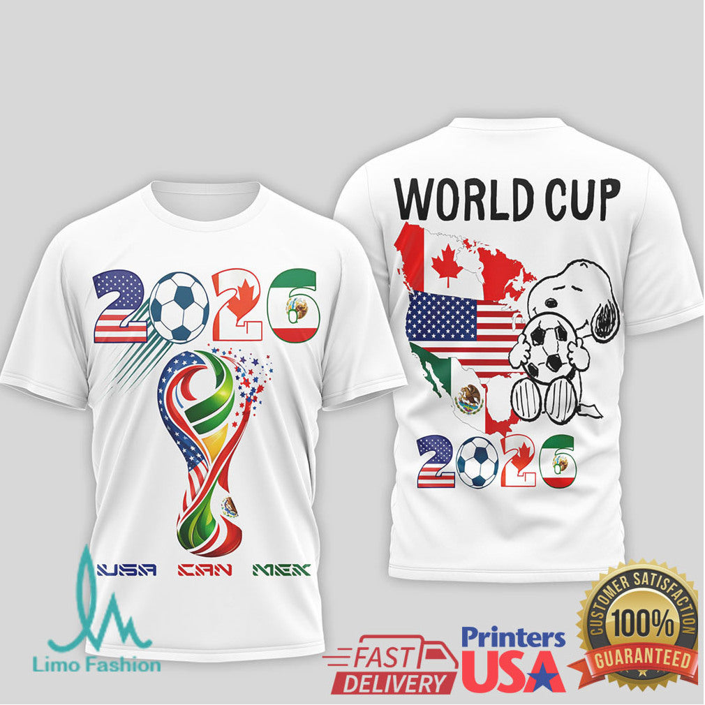 World Cup 2026 USA CAN MEX Snoopy Soccer Fan Souvenir T Shirt - Limotees LLC