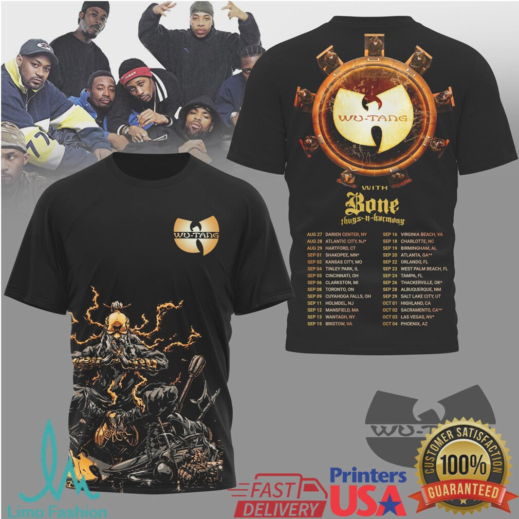 Wu Tang Clan x Bone Thugs N Harmony 2024 Tour Graphic T Shirt - Limotees LLC