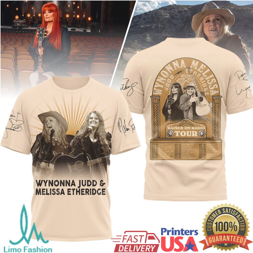 Wynonna Judd & Melissa Etheridge Raised on Radio Tour 2024 T Shirt - Limotees LLC