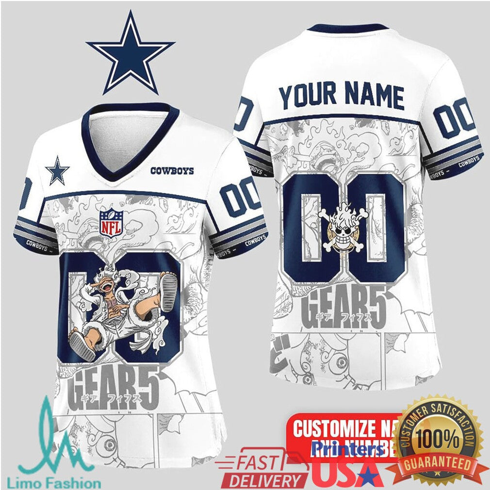 Dallas Cowboys Official NFL Luffy Gear 5 Special Edition Baseball Jersey Custom Name - Limotees LLC
