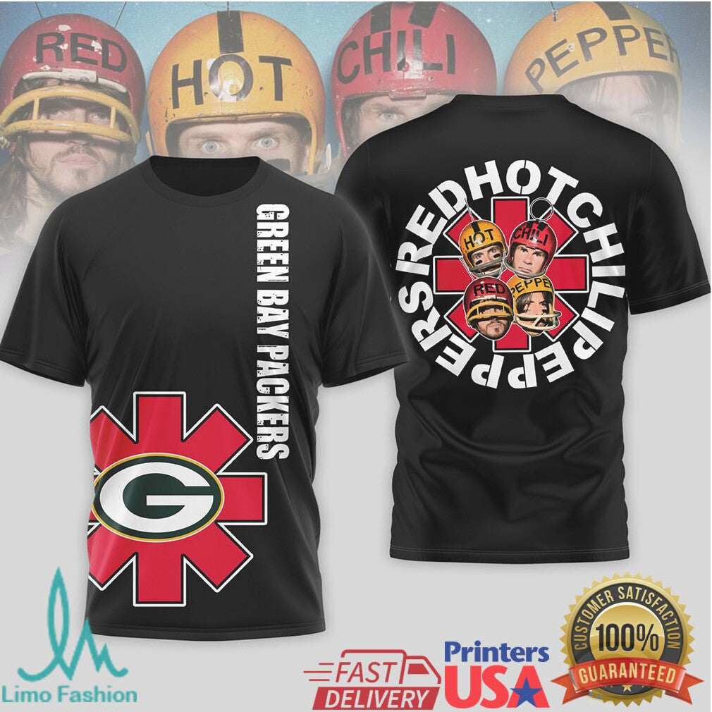Green Bay Packers Official NFL Red Hot Chilli Peppers 3D Shirt - Limotees LLC