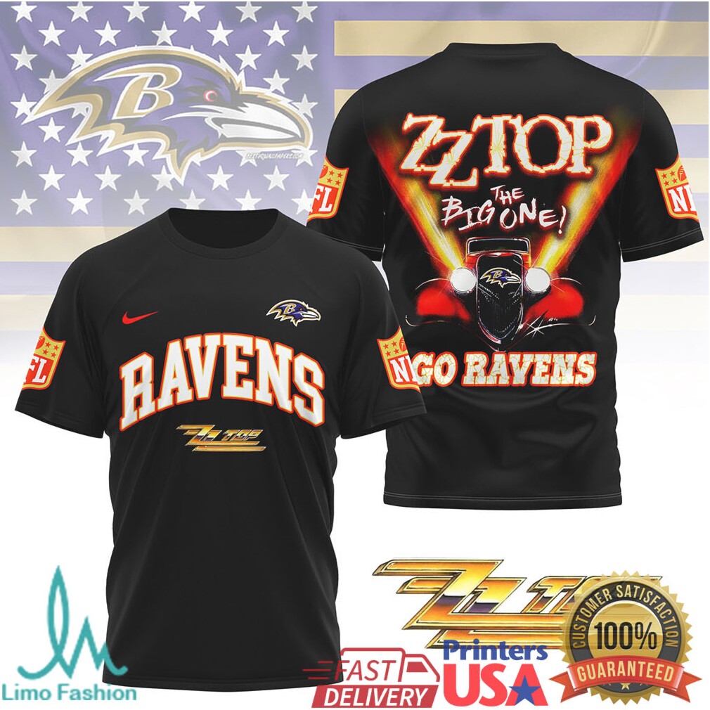ZZ Top The Big One Baltimore Ravens Hot Rod Retro Music T Shirt - Limotees LLC